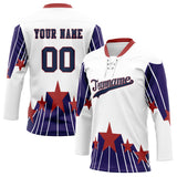 Custom Unisex White & Red Pattern Hockey Jersey