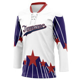 Custom Unisex White & Red Pattern Hockey Jersey