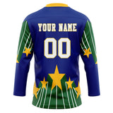 Custom Unisex Royal & Kelly Green Pattern Hockey Jersey