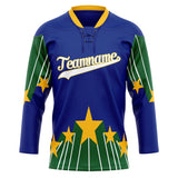 Custom Unisex Royal & Kelly Green Pattern Hockey Jersey