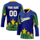 Custom Unisex Royal & Kelly Green Pattern Hockey Jersey