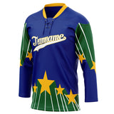 Custom Unisex Royal & Kelly Green Pattern Hockey Jersey