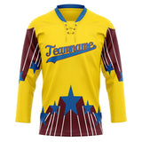 Custom Unisex Yellow & Blue Pattern Hockey Jersey