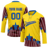 Custom Unisex Yellow & Blue Pattern Hockey Jersey