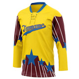 Custom Unisex Yellow & Blue Pattern Hockey Jersey