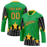 Custom Unisex Green & Yellow Pattern Hockey Jersey