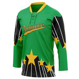 Custom Unisex Green & Yellow Pattern Hockey Jersey