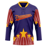 Custom Unisex Purple & Red Pattern Hockey Jersey