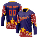 Custom Unisex Purple & Red Pattern Hockey Jersey