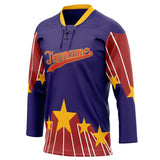 Custom Unisex Purple & Red Pattern Hockey Jersey