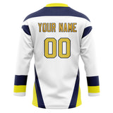 Custom Unisex White & Yellow Pattern Hockey Jersey