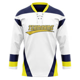 Custom Unisex White & Yellow Pattern Hockey Jersey