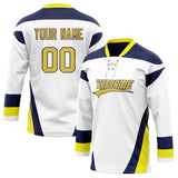 Custom Unisex White & Yellow Pattern Hockey Jersey