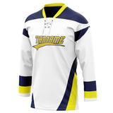 Custom Unisex White & Yellow Pattern Hockey Jersey