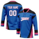 Custom Unisex Royal & Black Pattern Hockey Jersey