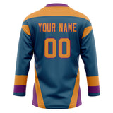 Custom Unisex Teal & Orange Pattern Hockey Jersey