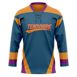 Custom Unisex Teal & Orange Pattern Hockey Jersey