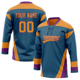 Custom Unisex Teal & Orange Pattern Hockey Jersey