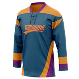 Custom Unisex Teal & Orange Pattern Hockey Jersey