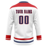 Custom Unisex White & Red Pattern Hockey Jersey