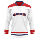 Custom Unisex White & Red Pattern Hockey Jersey