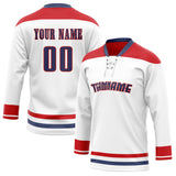 Custom Unisex White & Red Pattern Hockey Jersey