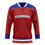 Custom Unisex Crimson & Royal Pattern Hockey Jersey