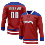 Custom Unisex Crimson & Royal Pattern Hockey Jersey