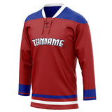 Custom Unisex Crimson & Royal Pattern Hockey Jersey