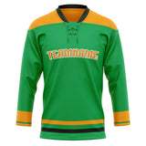 Custom Unisex Green & Gold Pattern Hockey Jersey