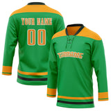 Custom Unisex Green & Gold Pattern Hockey Jersey