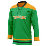 Custom Unisex Green & Gold Pattern Hockey Jersey