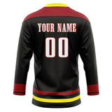 Custom Unisex Black & Crimson Pattern Hockey Jersey