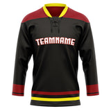 Custom Unisex Black & Crimson Pattern Hockey Jersey