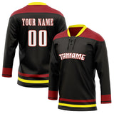 Custom Unisex Black & Crimson Pattern Hockey Jersey