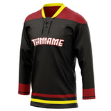 Custom Unisex Black & Crimson Pattern Hockey Jersey