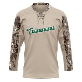 Custom Unisex Gray & Camo Pattern Hockey Jersey