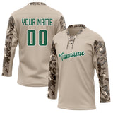 Custom Unisex Gray & Camo Pattern Hockey Jersey