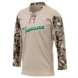 Custom Unisex Gray & Camo Pattern Hockey Jersey