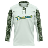 Custom Unisex White & Camo Pattern Hockey Jersey