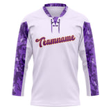 Custom Unisex Purple & Camo Pattern Hockey Jersey