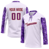 Custom Unisex Purple & Camo Pattern Hockey Jersey