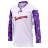 Custom Unisex Purple & Camo Pattern Hockey Jersey