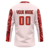 Custom Unisex Red & Camo Pattern Hockey Jersey