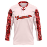 Custom Unisex Red & Camo Pattern Hockey Jersey