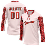 Custom Unisex Red & Camo Pattern Hockey Jersey