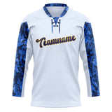 Custom Unisex Blue & Camo Pattern Hockey Jersey