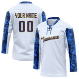 Custom Unisex Blue & Camo Pattern Hockey Jersey