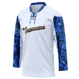 Custom Unisex Blue & Camo Pattern Hockey Jersey