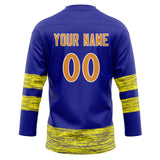 Custom Unisex Blue & Yellow Pattern Hockey Jersey